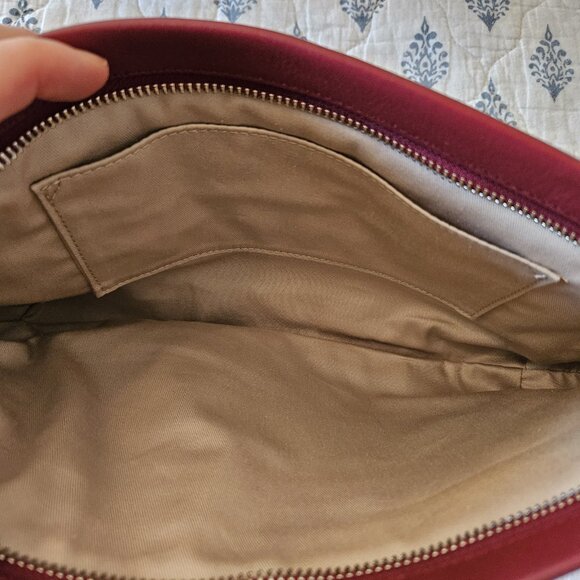 Coach Legacy Leather Clutch Wristlet Deep Port Wine Red Tassel Bag - Picture 6 of 16